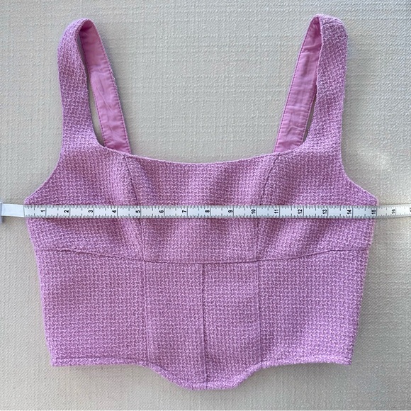 Miss Selfridge Cropped Boucle Corset Top in Lilac Pink - Size 4 - Picture 5 of 7